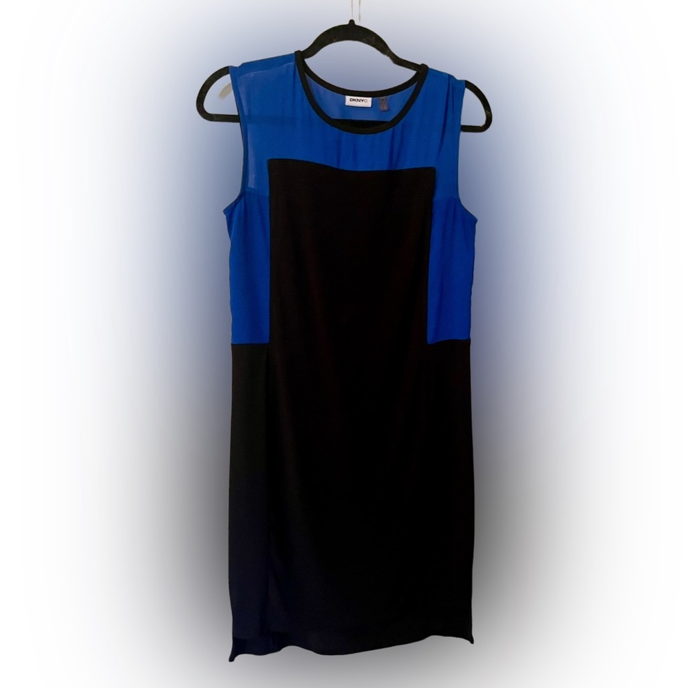 DKNY Black and Blue Color Block Dress | Size XS